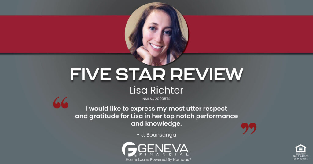 5 Star Review for Lisa Richter, Licensed Mortgage Loan Officer with Geneva Financial, Las Vegas, NV – Home Loans Powered by Humans®.