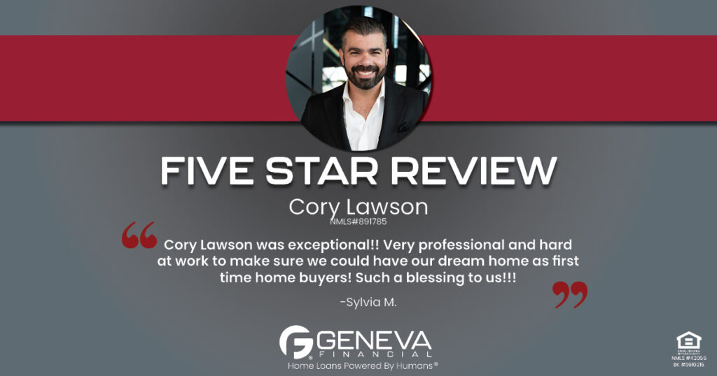 5 Star Review for Cory Lawson, Licensed Mortgage Branch Manager with Geneva Financial, Columbus, OH – Home Loans Powered by Humans®.