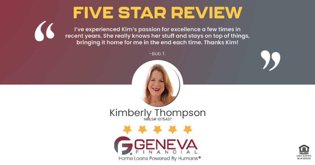 5 Star Review for Kimberly Thompson, Licensed Loan Officer with Geneva Financial, Altamonte Springs, FL – Home Loans Powered by Humans®.