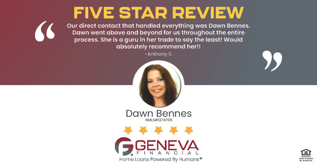 5 Star Review for Dawn Bennes, Licensed Mortgage Branch Manager with Geneva Financial, Winter Garden, FL – Home Loans Powered by Humans®.