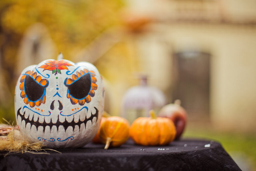 Day of the dead painted pumpkin