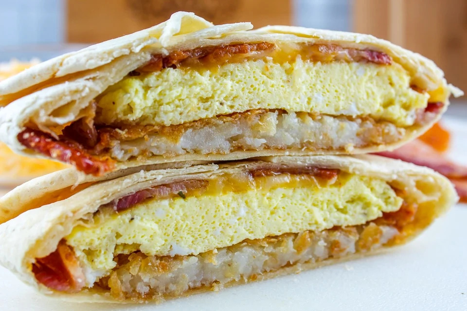 Crosscut of Breakfast Crunchwrap