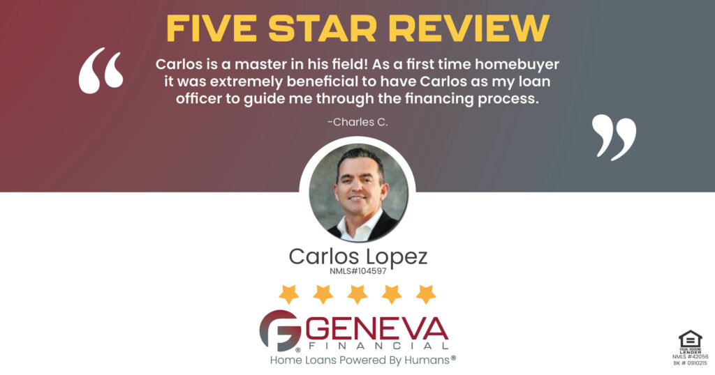 Review for Carlos Lopez, Licensed Mortgage Loan Officer with Geneva Financial, Frisco, TX – Home Loans Powered by Humans®.